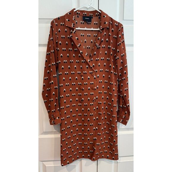 Object by Vero Moda Burnt Orange Geometric Shirt Dress – Size 8 - Picture 2 of 8